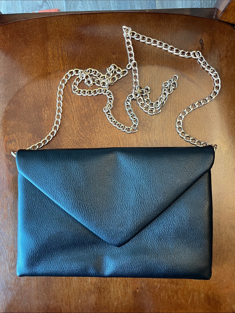 a new day Black Envelope Clutch with Silver Chain